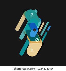 Flat design geometric infographics, arrow shape vector sticker or label, price tags, offer promotion badge, icon design, paper style layout for data graphic visualization step by step process, for