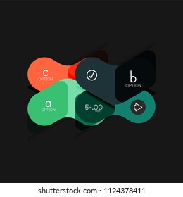 Flat design geometric infographics, arrow shape vector sticker or label, price tags, offer promotion badge, icon design, paper style layout for data graphic visualization step by step process, for