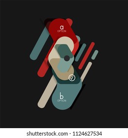 Geometrische Flachdesign-Infografiken, Pfeilform-Vektoraufkleber oder -etikett, Preismarken, Werbeplakat, Symboldesign, Papierstil-Layout für die schrittweise Visualisierung von Daten, für
