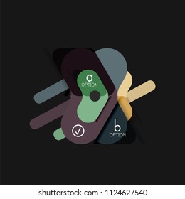 Flat design geometric infographics, arrow shape vector sticker or label, price tags, offer promotion badge, icon design, paper style layout for data graphic visualization step by step process, for