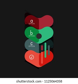Flat design geometric infographics, arrow shape vector sticker or label, price tags, offer promotion badge, icon design, paper style layout for data graphic visualization step by step process, for