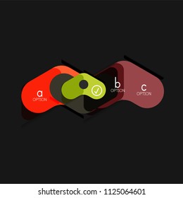 Infografía geométrica de diseño plano, etiqueta o pegatina vectorial de forma de flecha, etiquetas de precio, insignia de promoción, diseño de iconos, diseño de estilo de papel para visualización de gráficos de datos paso a paso, para