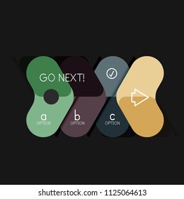Flat design geometric infographics, arrow shape vector sticker or label, price tags, offer promotion badge, icon design, paper style layout for data graphic visualization step by step process, for
