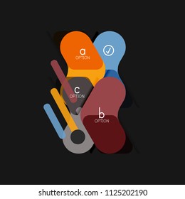 Infografía geométrica de diseño plano, etiqueta o pegatina vectorial de forma de flecha, etiquetas de precio, insignia de promoción, diseño de iconos, diseño de estilo de papel para visualización de gráficos de datos paso a paso, para