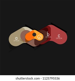 Flat design geometric infographics, arrow shape vector sticker or label, price tags, offer promotion badge, icon design, paper style layout for data graphic visualization step by step process, for