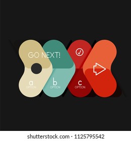 Flat design geometric infographics, arrow shape vector sticker or label, price tags, offer promotion badge, icon design, paper style layout for data graphic visualization step by step process, for
