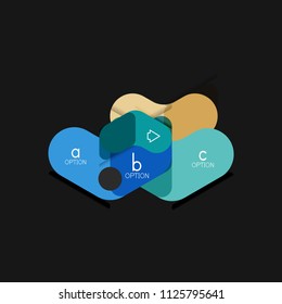 Flat design geometric infographics, arrow shape vector sticker or label, price tags, offer promotion badge, icon design, paper style layout for data graphic visualization step by step process, for