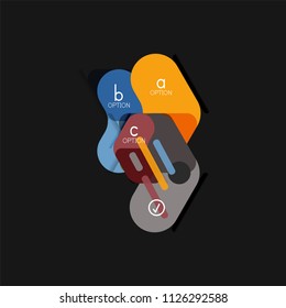 Flat design geometric infographics, arrow shape vector sticker or label, price tags, offer promotion badge, icon design, paper style layout for data graphic visualization step by step process, for