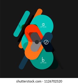 Flat design geometric infographics, arrow shape vector sticker or label, price tags, offer promotion badge, icon design, paper style layout for data graphic visualization step by step process, for