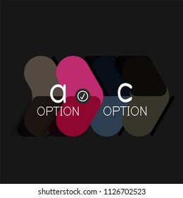 Flat design geometric infographics, arrow shape vector sticker or label, price tags, offer promotion badge, icon design, paper style layout for data graphic visualization step by step process, for