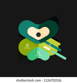 Infografía geométrica de diseño plano, etiqueta o pegatina vectorial de forma de flecha, etiquetas de precio, insignia de promoción, diseño de iconos, diseño de estilo de papel para visualización de gráficos de datos paso a paso, para