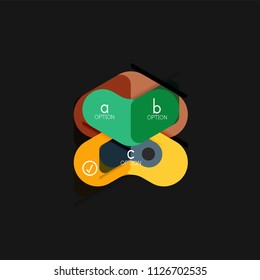Infografía geométrica de diseño plano, etiqueta o pegatina vectorial de forma de flecha, etiquetas de precio, insignia de promoción, diseño de iconos, diseño de estilo de papel para visualización de gráficos de datos paso a paso, para