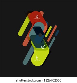 Infografía geométrica de diseño plano, etiqueta o pegatina vectorial de forma de flecha, etiquetas de precio, insignia de promoción, diseño de iconos, diseño de estilo de papel para visualización de gráficos de datos paso a paso, para