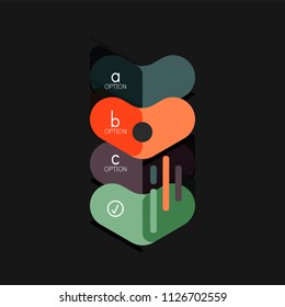 Infografía geométrica de diseño plano, etiqueta o pegatina vectorial de forma de flecha, etiquetas de precio, insignia de promoción, diseño de iconos, diseño de estilo de papel para visualización de gráficos de datos paso a paso, para