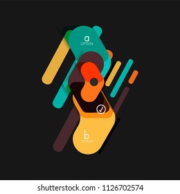 Flat design geometric infographics, arrow shape vector sticker or label, price tags, offer promotion badge, icon design, paper style layout for data graphic visualization step by step process, for