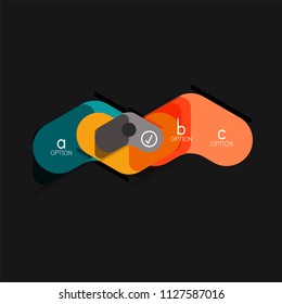 Flat design geometric infographics, arrow shape vector sticker or label, price tags, offer promotion badge, icon design, paper style layout for data graphic visualization step by step process, for