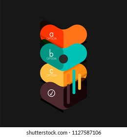 Flat design geometric infographics, arrow shape vector sticker or label, price tags, offer promotion badge, icon design, paper style layout for data graphic visualization step by step process, for