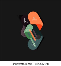 Flat design geometric infographics, arrow shape vector sticker or label, price tags, offer promotion badge, icon design, paper style layout for data graphic visualization step by step process, for