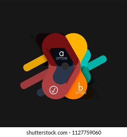 Flat design geometric infographics, arrow shape vector sticker or label, price tags, offer promotion badge, icon design, paper style layout for data graphic visualization step by step process, for