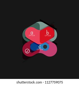 Flat design geometric infographics, arrow shape vector sticker or label, price tags, offer promotion badge, icon design, paper style layout for data graphic visualization step by step process, for