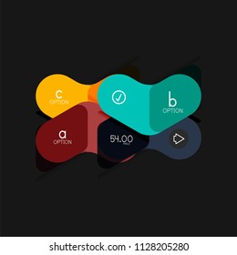 Flat design geometric infographics, arrow shape vector sticker or label, price tags, offer promotion badge, icon design, paper style layout for data graphic visualization step by step process, for