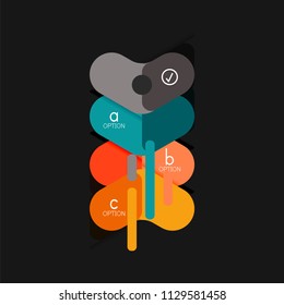 Geometrische Flachdesign-Infografiken, Pfeilform-Vektoraufkleber oder -etikett, Preismarken, Werbeplakat, Symboldesign, Papierstil-Layout für die schrittweise Visualisierung von Daten, für