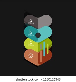 Flat design geometric infographics, arrow shape vector sticker or label, price tags, offer promotion badge, icon design, paper style layout for data graphic visualization step by step process, for