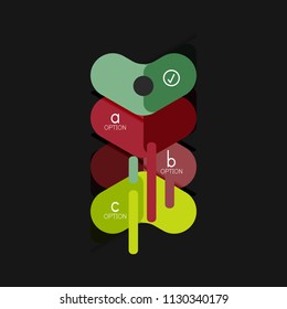 Infografía geométrica de diseño plano, etiqueta o pegatina vectorial de forma de flecha, etiquetas de precio, insignia de promoción, diseño de iconos, diseño de estilo de papel para visualización de gráficos de datos paso a paso, para