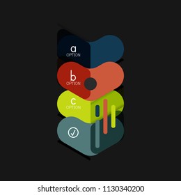 Infografía geométrica de diseño plano, etiqueta o pegatina vectorial de forma de flecha, etiquetas de precio, insignia de promoción, diseño de iconos, diseño de estilo de papel para visualización de gráficos de datos paso a paso, para