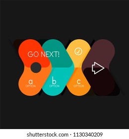 Flat design geometric infographics, arrow shape vector sticker or label, price tags, offer promotion badge, icon design, paper style layout for data graphic visualization step by step process, for