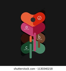 Flat design geometric infographics, arrow shape vector sticker or label, price tags, offer promotion badge, icon design, paper style layout for data graphic visualization step by step process, for