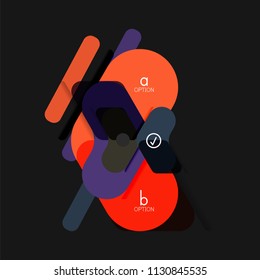 Geometrische Flachdesign-Infografiken, Pfeilform-Vektoraufkleber oder -etikett, Preismarken, Werbeplakat, Symboldesign, Papierstil-Layout für die schrittweise Visualisierung von Daten, für