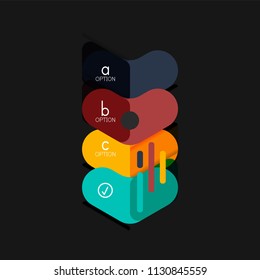 Flat design geometric infographics, arrow shape vector sticker or label, price tags, offer promotion badge, icon design, paper style layout for data graphic visualization step by step process, for