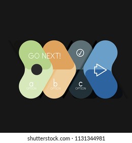 Infografía geométrica de diseño plano, etiqueta o pegatina vectorial de forma de flecha, etiquetas de precio, insignia de promoción, diseño de iconos, diseño de estilo de papel para visualización de gráficos de datos paso a paso, para