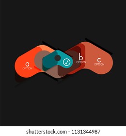 Flat design geometric infographics, arrow shape vector sticker or label, price tags, offer promotion badge, icon design, paper style layout for data graphic visualization step by step process, for