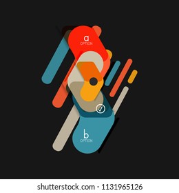 Flat design geometric infographics, arrow shape vector sticker or label, price tags, offer promotion badge, icon design, paper style layout for data graphic visualization step by step process, for