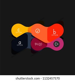 Infografía geométrica de diseño plano, etiqueta o pegatina vectorial de forma de flecha, etiquetas de precio, insignia de promoción, diseño de iconos, diseño de estilo de papel para visualización de gráficos de datos paso a paso, para
