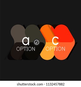 Flat design geometric infographics, arrow shape vector sticker or label, price tags, offer promotion badge, icon design, paper style layout for data graphic visualization step by step process, for