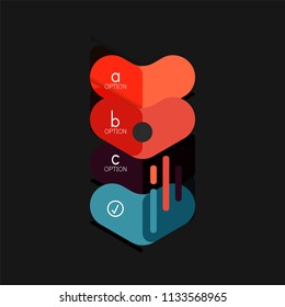 Flat design geometric infographics, arrow shape vector sticker or label, price tags, offer promotion badge, icon design, paper style layout for data graphic visualization step by step process, for