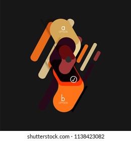 Flat design geometric infographics, arrow shape vector sticker or label, price tags, offer promotion badge, icon design, paper style layout for data graphic visualization step by step process, for