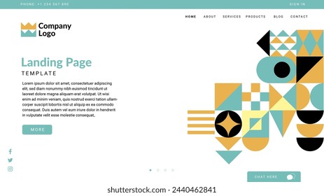 Flat design geometric landing page template vector design in eps 10