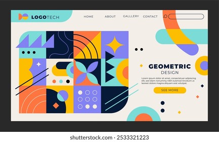 Flat design geometric landing page template vector design in eps 10