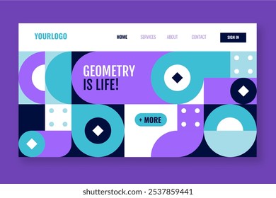Flat design geometric landing page template vector design in eps 10