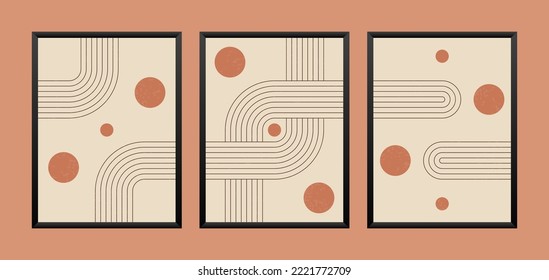 Flat Design Geometric Line And Circle Boho Wall Art Decoration