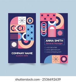 Flat design geometric pattern business card vector design in eps 10