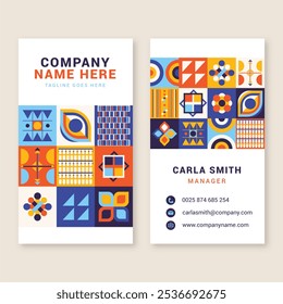 Flat design geometric pattern business card vector design in eps 10
