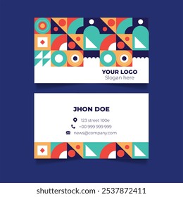 Flat design geometric pattern business card vector design in eps 10