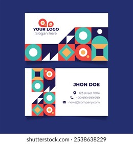 Flat design geometric pattern business card vector design in eps 10