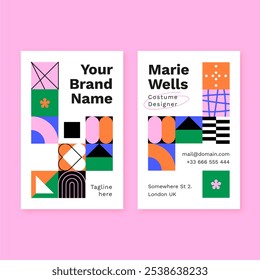Flat design geometric pattern business card vector design in eps 10