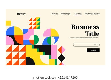 Flat design geometric pattern landing page vector design in eps 10